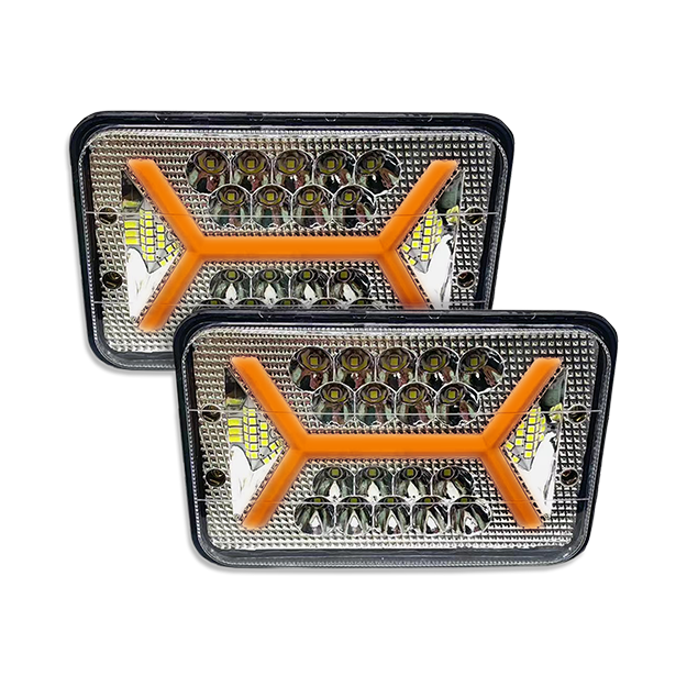 #5 UNIDAD H4656 18 LEDS BLANCO C/ CUARTO TIPO X AMBAR FIJO/ESTROBO 12/24V