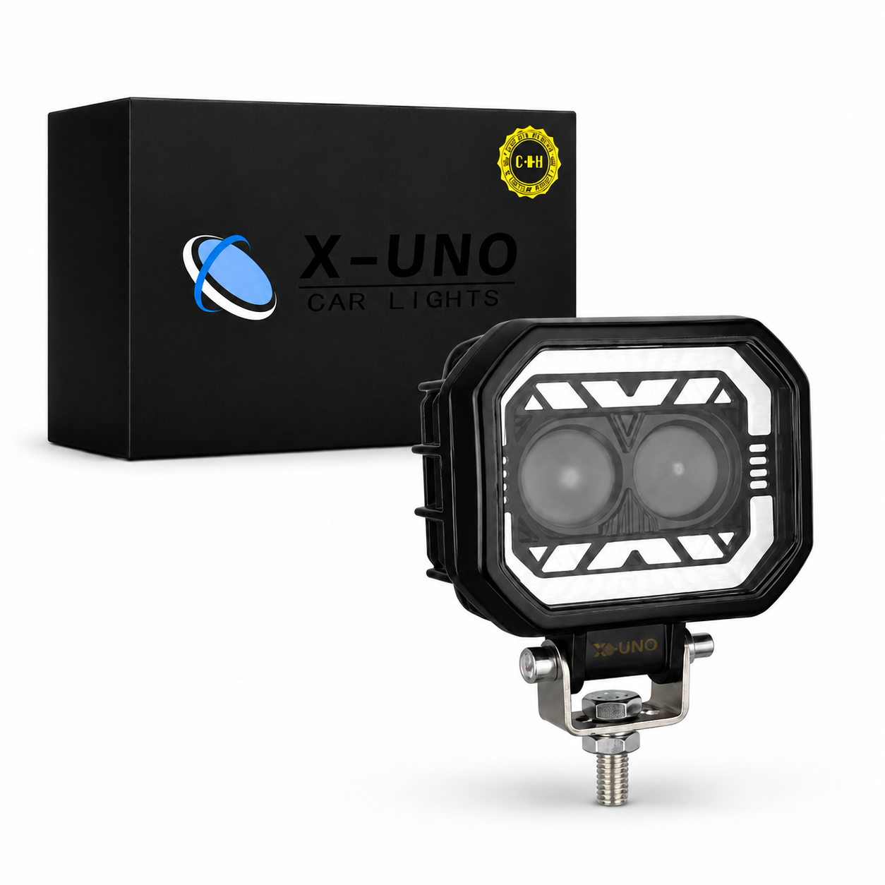 #6-M FAROS AUXILIAR CUADRADO 2 LUPAS BICOLOR C/CUARTO BLANCO X-UNO