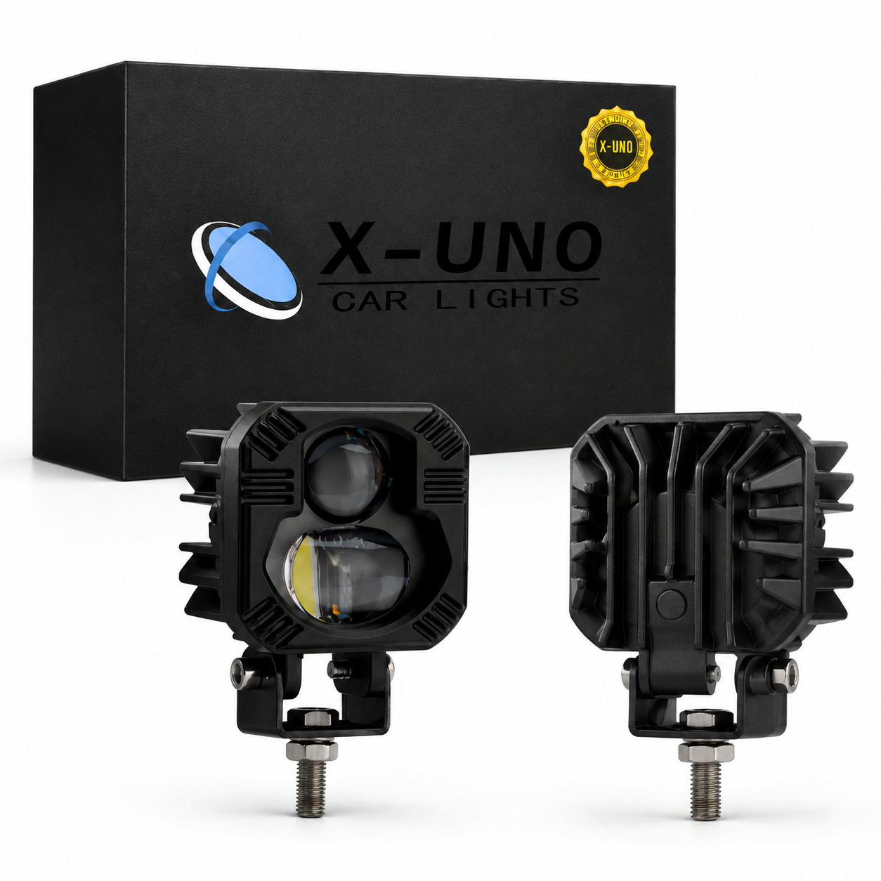 #2-M FARO AUXILIAR 3 LUPAS BICOLOR AMBAR/BLANCO ALTA Y BAJA 12V X-UNO
