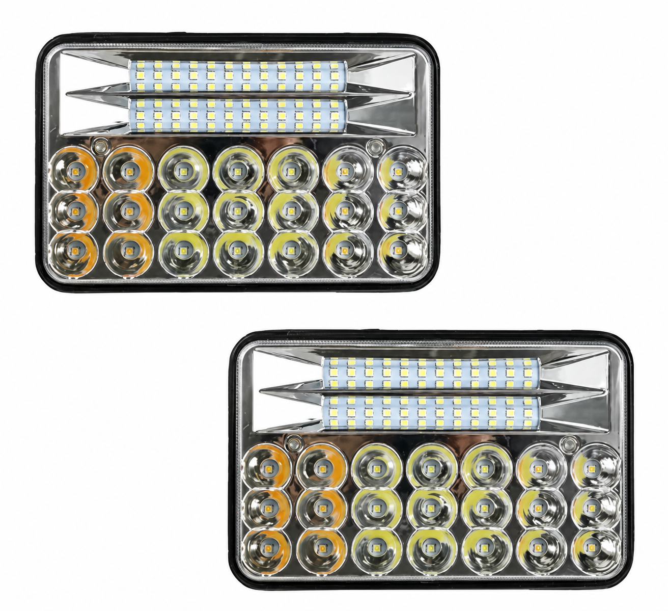 #22 UNIDAD H4656 45 LEDS ALTA Y BAJA BLANCO ESTROBOS LATERALES AMBAR
