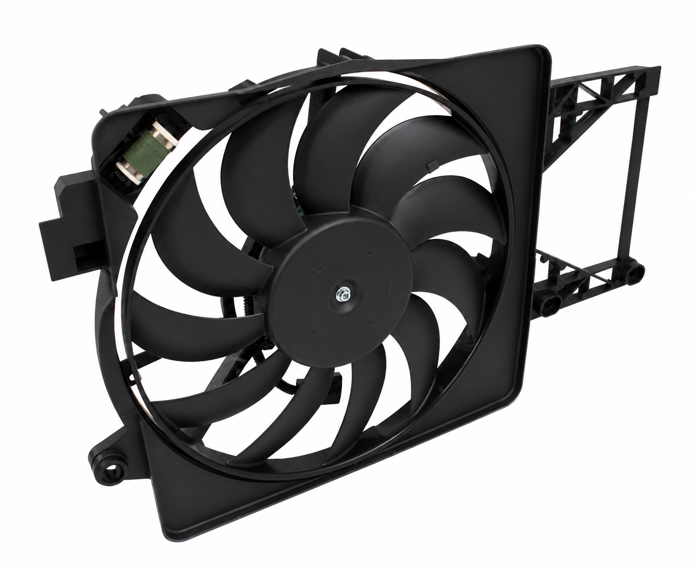 MOTOVENTILADOR COMPLETO RADIADOR Y AIRE ACONDICONADO FORD FIESTA-IKON-COURIER 11 ASPAS 2 TERMINALES CON RESISTENCIA CARFAN