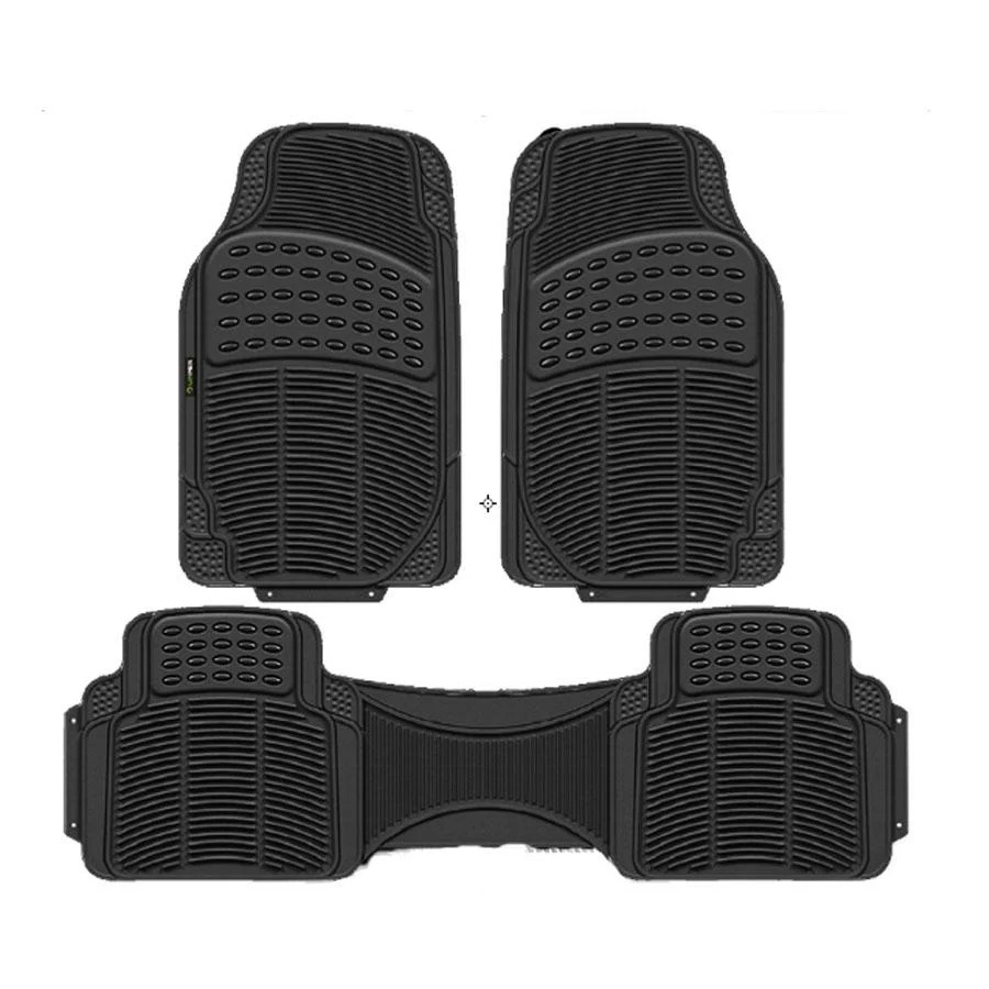 TAPETE 3 PIEZAS DE HULE P/USO RUDO NEGRO
