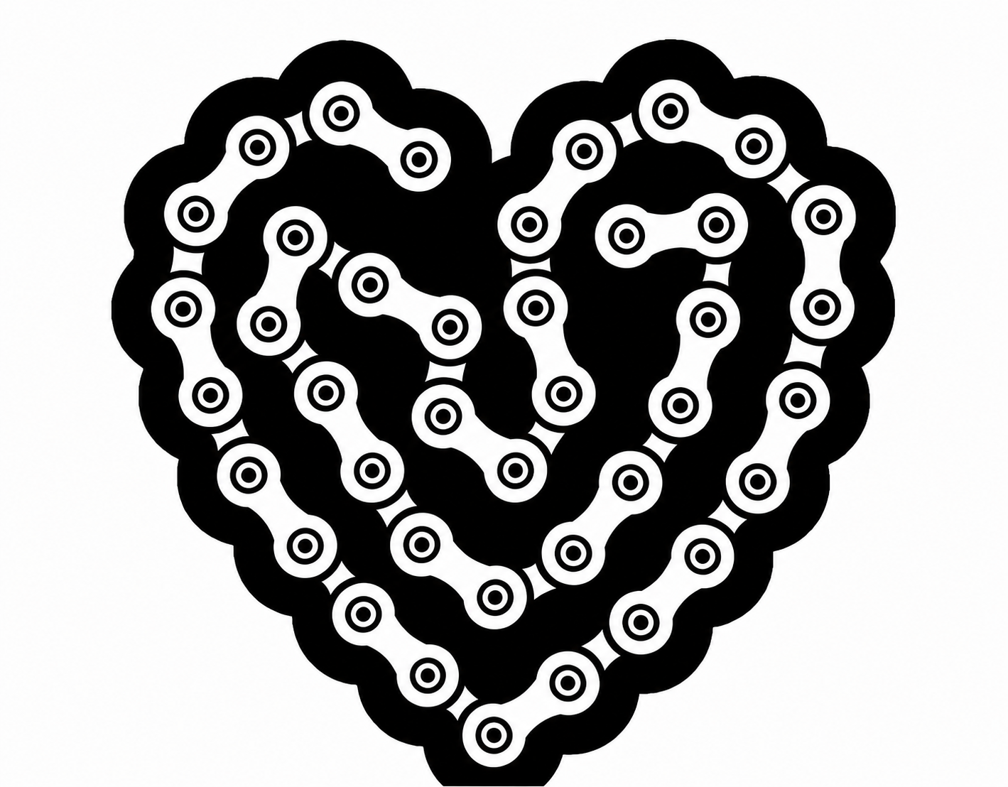 CALCOMANI C/DISE?O DE CORAZON CADENA DE MOTO ENCAPSULADA