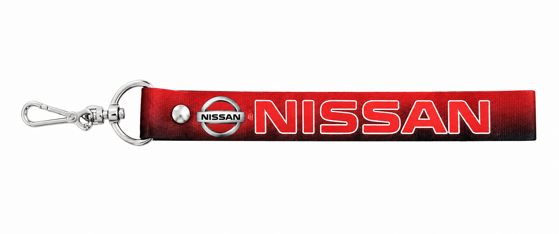 LLAVERO DE CINTA MEDIANO NISSAN FONDO ROJO