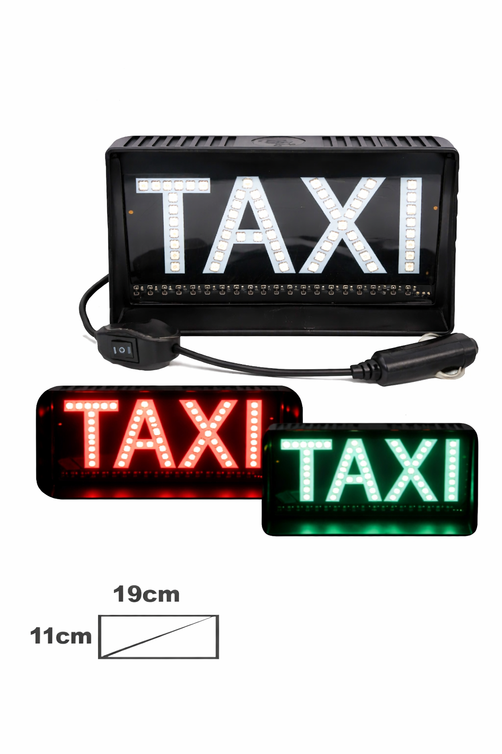 LETRERO DE LEDS GRANDE TAXI C/ CHUPONES ROJO/VERDE