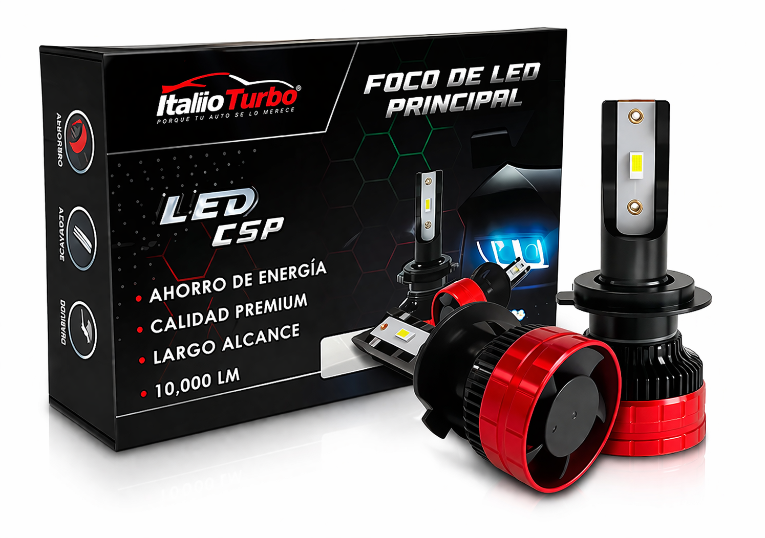 KIT LED H4 2 CARAS 10000 LUMENS ITALIO TURBO