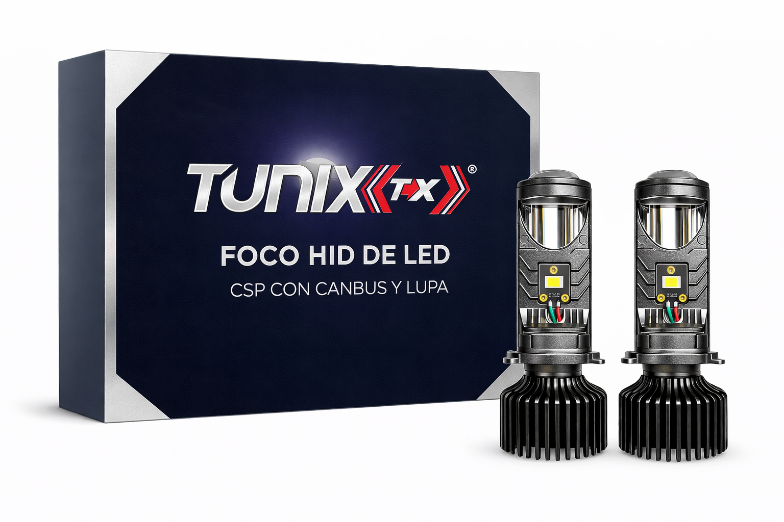 KIT LED H4 CSP CON CANBUS Y LUPA TUNIX