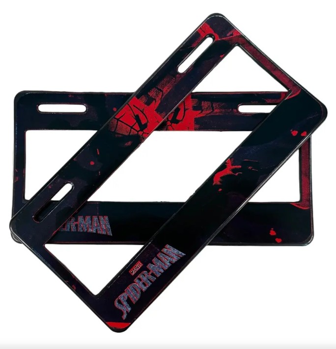 PORTAPLACA DE PLATICO C/ DISE?O MARCO ANCHO SPIDER-MAN